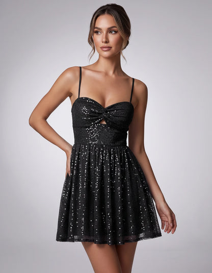 Colombine Mini Dress — Black | SKU: SD-72024-black-2,SD-72024-black-4,SD-72024-black-6,SD-72024-black-8,SD-72024-black-10,SD-72024-black-12,SD-72024-black-14,SD-72024-black-16,SD-72024-black-16W,SD-72024-black-18W,SD-72024-black-20W,SD-72024-black-22W