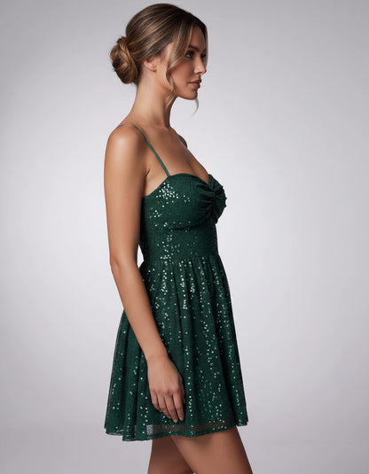 Colombine Mini Dress — Green | SKU: SD-72024-green-2,SD-72024-green-4,SD-72024-green-6,SD-72024-green-8,SD-72024-green-10,SD-72024-green-12,SD-72024-green-14,SD-72024-green-16,SD-72024-green-16W,SD-72024-green-18W,SD-72024-green-20W,SD-72024-green-22W