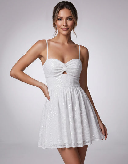 Colombine Mini Dress — White | SKU: SD-72024-white-2,SD-72024-white-4,SD-72024-white-6,SD-72024-white-8,SD-72024-white-10,SD-72024-white-12,SD-72024-white-14,SD-72024-white-16,SD-72024-white-16W,SD-72024-white-18W,SD-72024-white-20W,SD-72024-white-22W