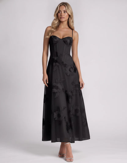 Coralie Midi Dresses — Black | SKU: RB-fe4e1b-black-2,RB-fe4e1b-black-4,RB-fe4e1b-black-6,RB-fe4e1b-black-8,RB-fe4e1b-black-10,RB-fe4e1b-black-12,RB-fe4e1b-black-14,RB-fe4e1b-black-16,RB-fe4e1b-black-16W,RB-fe4e1b-black-18W,RB-fe4e1b-black-20W,RB-fe4e1b-black-22W