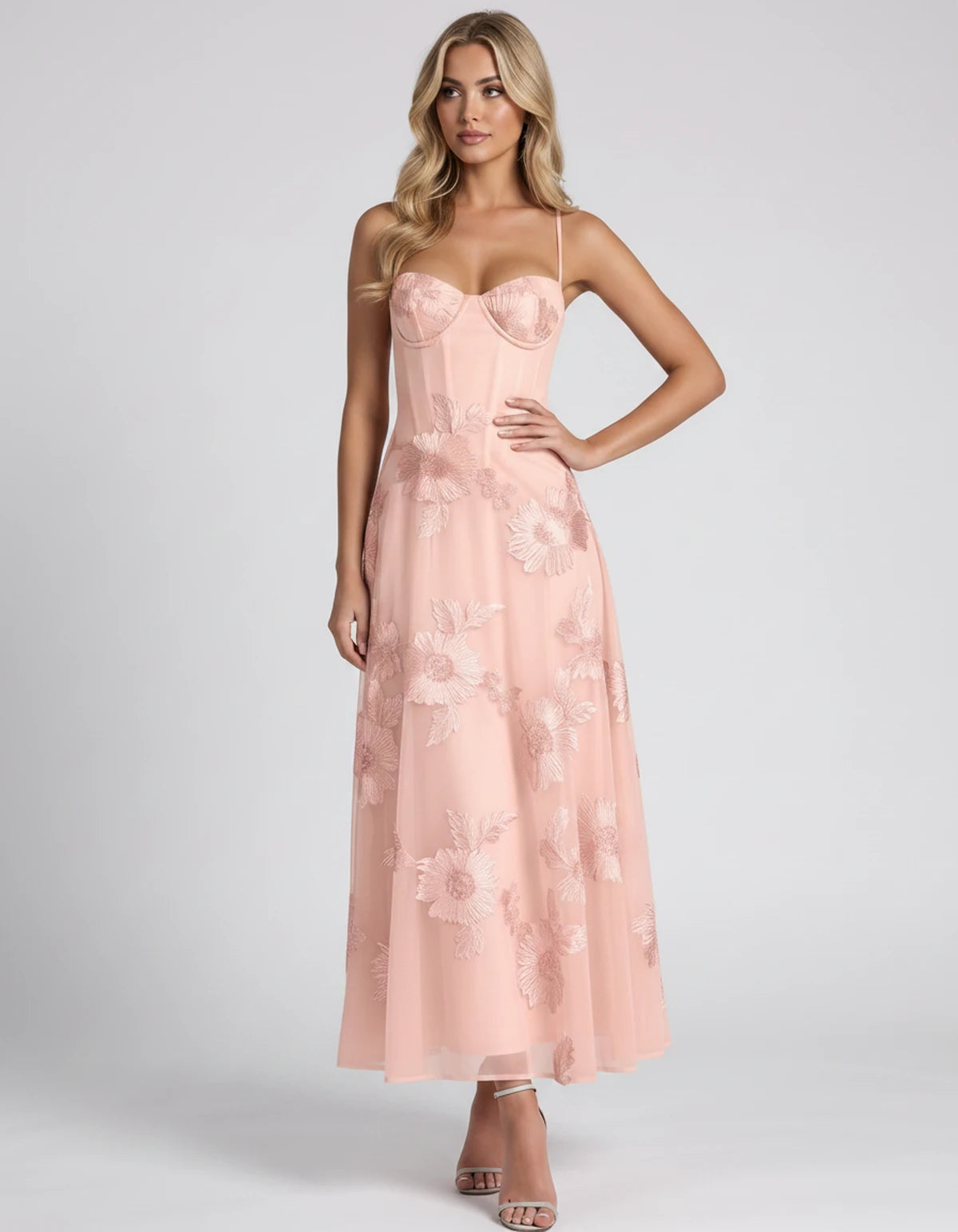 Coralie Midi Dresses — Pink | SKU: RB-fe4e1b-pink-2,RB-fe4e1b-pink-4,RB-fe4e1b-pink-6,RB-fe4e1b-pink-8,RB-fe4e1b-pink-10,RB-fe4e1b-pink-12,RB-fe4e1b-pink-14,RB-fe4e1b-pink-16,RB-fe4e1b-pink-16W,RB-fe4e1b-pink-18W,RB-fe4e1b-pink-20W,RB-fe4e1b-pink-22W