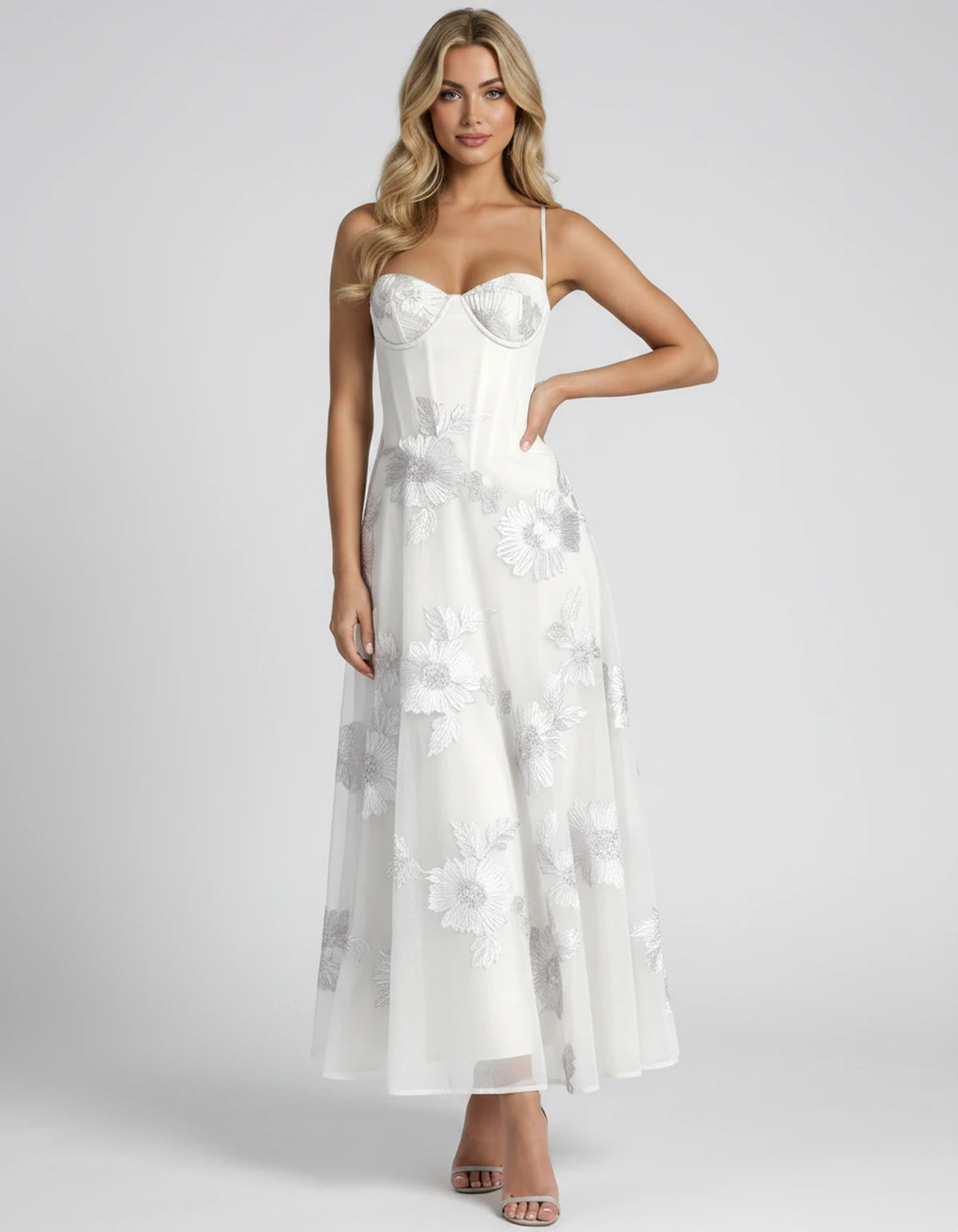 Coralie Midi Dresses — White | SKU: RB-fe4e1b-white-2,RB-fe4e1b-white-4,RB-fe4e1b-white-6,RB-fe4e1b-white-8,RB-fe4e1b-white-10,RB-fe4e1b-white-12,RB-fe4e1b-white-14,RB-fe4e1b-white-16,RB-fe4e1b-white-16W,RB-fe4e1b-white-18W,RB-fe4e1b-white-20W,RB-fe4e1b-white-22W