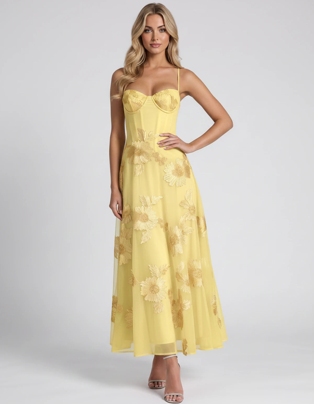 Coralie Midi Dresses — Yellow | SKU: RB-fe4e1b-yellow-2,RB-fe4e1b-yellow-4,RB-fe4e1b-yellow-6,RB-fe4e1b-yellow-8,RB-fe4e1b-yellow-10,RB-fe4e1b-yellow-12,RB-fe4e1b-yellow-14,RB-fe4e1b-yellow-16,RB-fe4e1b-yellow-16W,RB-fe4e1b-yellow-18W,RB-fe4e1b-yellow-20W,RB-fe4e1b-yellow-22W