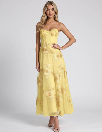 Coralie Midi Dresses — Yellow | SKU: RB-fe4e1b-yellow-2,RB-fe4e1b-yellow-4,RB-fe4e1b-yellow-6,RB-fe4e1b-yellow-8,RB-fe4e1b-yellow-10,RB-fe4e1b-yellow-12,RB-fe4e1b-yellow-14,RB-fe4e1b-yellow-16,RB-fe4e1b-yellow-16W,RB-fe4e1b-yellow-18W,RB-fe4e1b-yellow-20W,RB-fe4e1b-yellow-22W