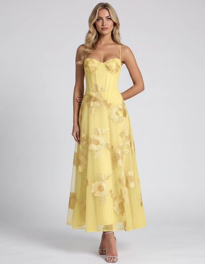 Coralie Midi Dresses — Yellow | SKU: RB-fe4e1b-yellow-2,RB-fe4e1b-yellow-4,RB-fe4e1b-yellow-6,RB-fe4e1b-yellow-8,RB-fe4e1b-yellow-10,RB-fe4e1b-yellow-12,RB-fe4e1b-yellow-14,RB-fe4e1b-yellow-16,RB-fe4e1b-yellow-16W,RB-fe4e1b-yellow-18W,RB-fe4e1b-yellow-20W,RB-fe4e1b-yellow-22W
