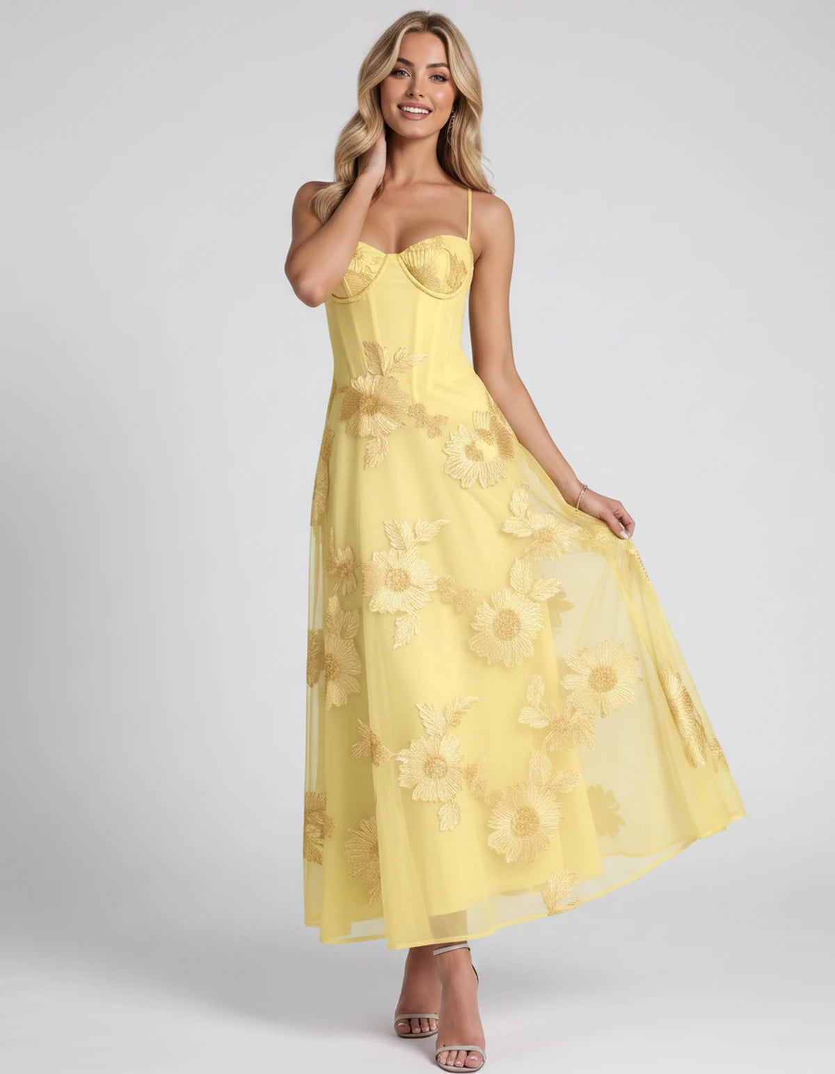 Coralie Midi Dresses — Yellow | SKU: RB-fe4e1b-yellow-2,RB-fe4e1b-yellow-4,RB-fe4e1b-yellow-6,RB-fe4e1b-yellow-8,RB-fe4e1b-yellow-10,RB-fe4e1b-yellow-12,RB-fe4e1b-yellow-14,RB-fe4e1b-yellow-16,RB-fe4e1b-yellow-16W,RB-fe4e1b-yellow-18W,RB-fe4e1b-yellow-20W,RB-fe4e1b-yellow-22W