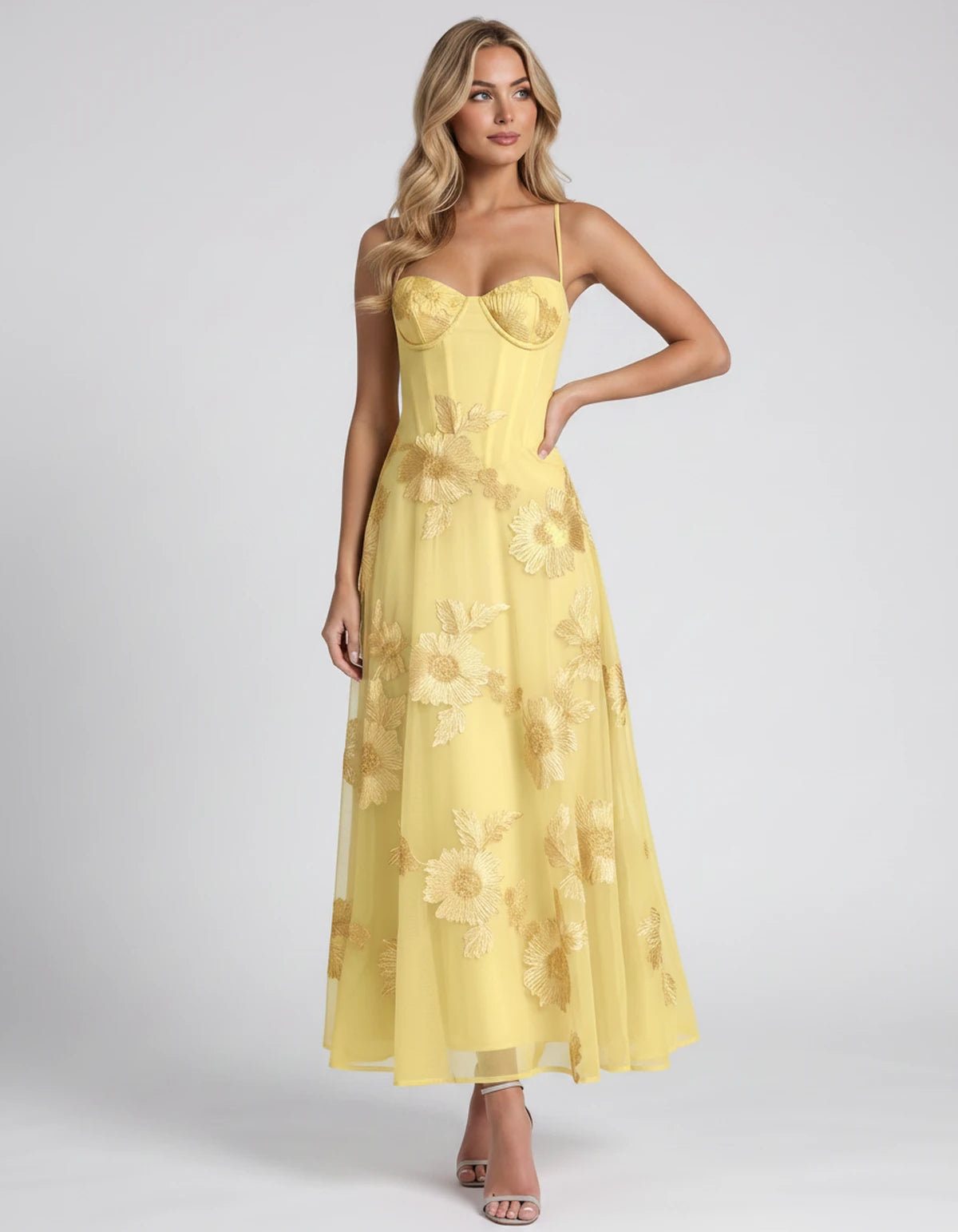 Coralie Midi Dresses — Yellow | SKU: RB-fe4e1b-yellow-2,RB-fe4e1b-yellow-4,RB-fe4e1b-yellow-6,RB-fe4e1b-yellow-8,RB-fe4e1b-yellow-10,RB-fe4e1b-yellow-12,RB-fe4e1b-yellow-14,RB-fe4e1b-yellow-16,RB-fe4e1b-yellow-16W,RB-fe4e1b-yellow-18W,RB-fe4e1b-yellow-20W,RB-fe4e1b-yellow-22W