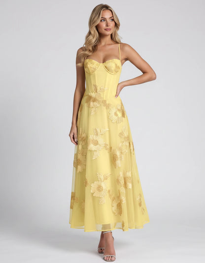 Coralie Midi Dresses — Yellow | SKU: RB-fe4e1b-yellow-2,RB-fe4e1b-yellow-4,RB-fe4e1b-yellow-6,RB-fe4e1b-yellow-8,RB-fe4e1b-yellow-10,RB-fe4e1b-yellow-12,RB-fe4e1b-yellow-14,RB-fe4e1b-yellow-16,RB-fe4e1b-yellow-16W,RB-fe4e1b-yellow-18W,RB-fe4e1b-yellow-20W,RB-fe4e1b-yellow-22W