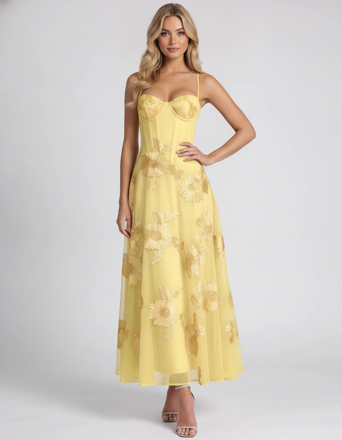 Coralie Midi Dresses — Yellow | SKU: RB-fe4e1b-yellow-2,RB-fe4e1b-yellow-4,RB-fe4e1b-yellow-6,RB-fe4e1b-yellow-8,RB-fe4e1b-yellow-10,RB-fe4e1b-yellow-12,RB-fe4e1b-yellow-14,RB-fe4e1b-yellow-16,RB-fe4e1b-yellow-16W,RB-fe4e1b-yellow-18W,RB-fe4e1b-yellow-20W,RB-fe4e1b-yellow-22W
