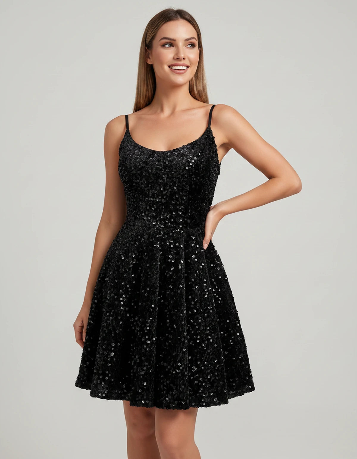 Cosima Midi Dresses — Black | SKU: SD-52919-black-2,SD-52919-black-4,SD-52919-black-6,SD-52919-black-8,SD-52919-black-10,SD-52919-black-12,SD-52919-black-14,SD-52919-black-16,SD-52919-black-16W,SD-52919-black-18W,SD-52919-black-20W,SD-52919-black-22W