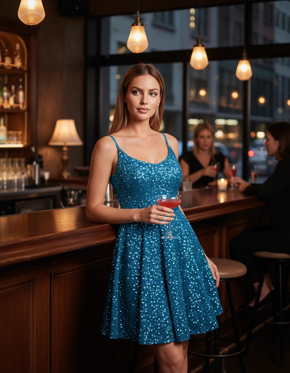 Cosima Midi Dresses — Blue | SKU: SD-52919-blue-2,SD-52919-blue-4,SD-52919-blue-6,SD-52919-blue-8,SD-52919-blue-10,SD-52919-blue-12,SD-52919-blue-14,SD-52919-blue-16,SD-52919-blue-16W,SD-52919-blue-18W,SD-52919-blue-20W,SD-52919-blue-22W
