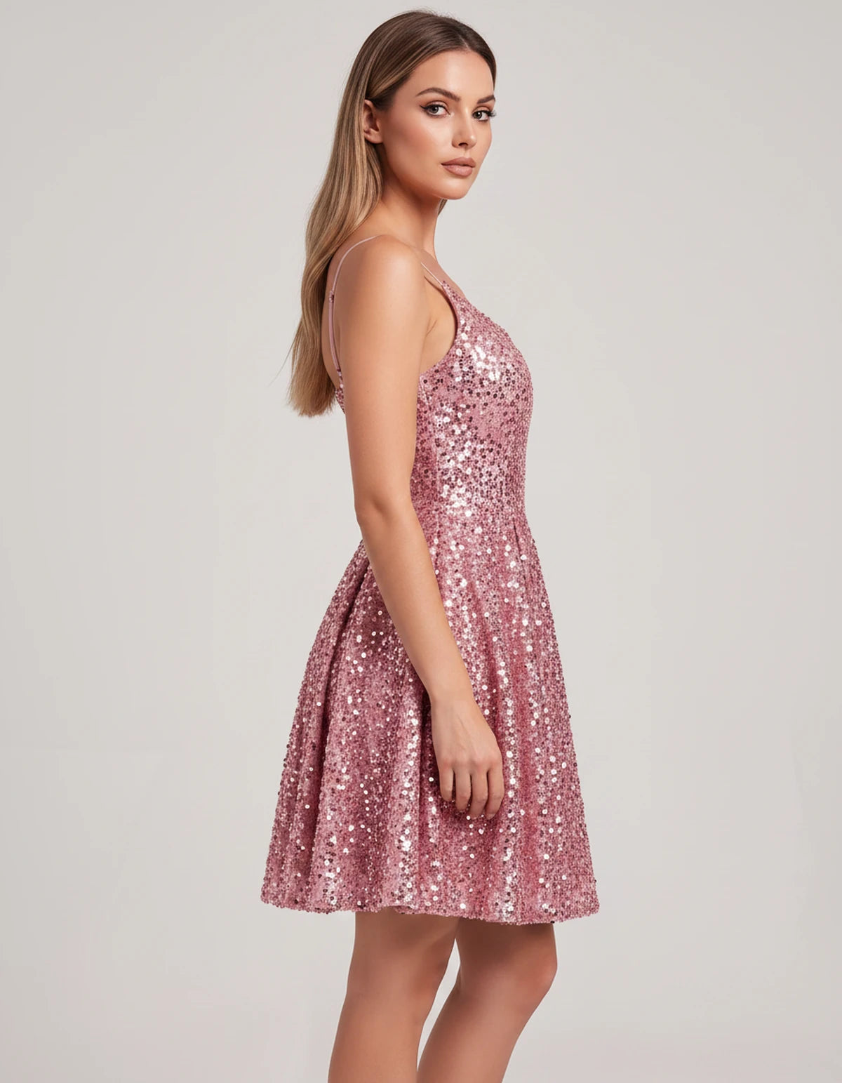 Cosima Midi Dresses — Pink | SKU: SD-52919-pink-2,SD-52919-pink-4,SD-52919-pink-6,SD-52919-pink-8,SD-52919-pink-10,SD-52919-pink-12,SD-52919-pink-14,SD-52919-pink-16,SD-52919-pink-16W,SD-52919-pink-18W,SD-52919-pink-20W,SD-52919-pink-22W