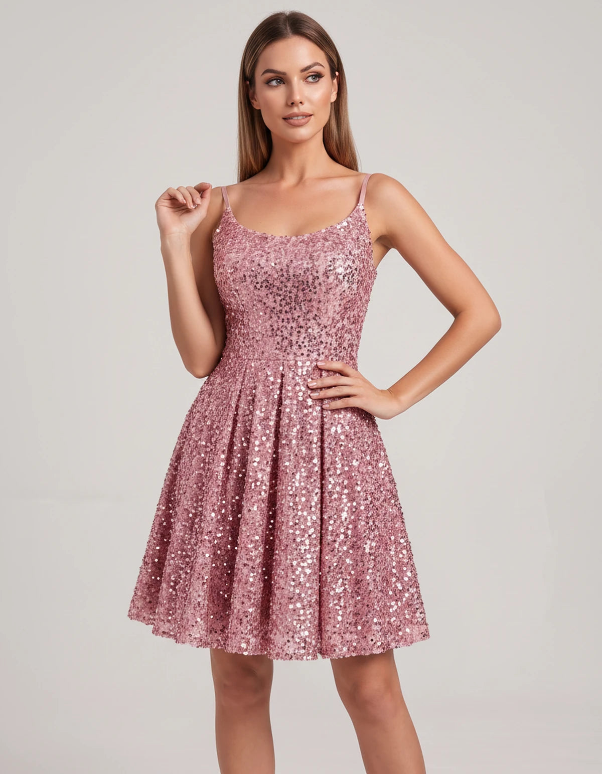 Cosima Midi Dresses — Pink | SKU: SD-52919-pink-2,SD-52919-pink-4,SD-52919-pink-6,SD-52919-pink-8,SD-52919-pink-10,SD-52919-pink-12,SD-52919-pink-14,SD-52919-pink-16,SD-52919-pink-16W,SD-52919-pink-18W,SD-52919-pink-20W,SD-52919-pink-22W