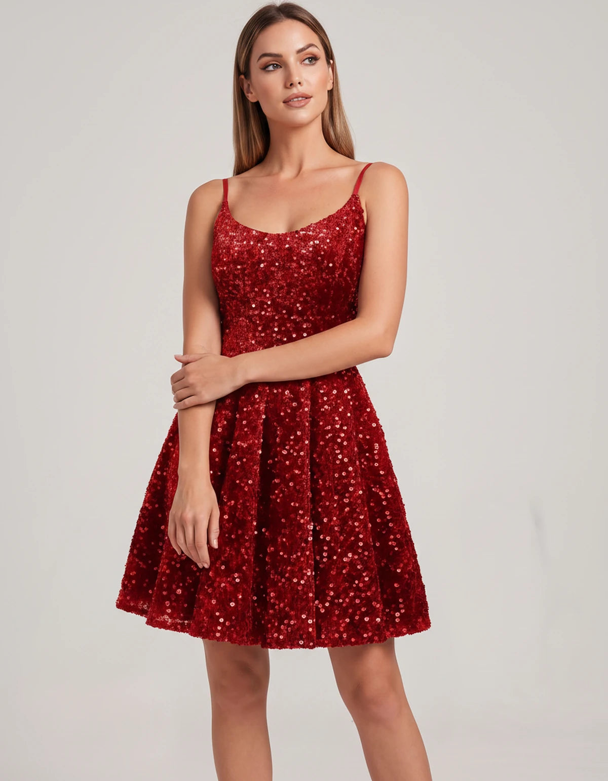 Cosima Midi Dresses — Red | SKU: SD-52919-red-2,SD-52919-red-4,SD-52919-red-6,SD-52919-red-8,SD-52919-red-10,SD-52919-red-12,SD-52919-red-14,SD-52919-red-16,SD-52919-red-16W,SD-52919-red-18W,SD-52919-red-20W,SD-52919-red-22W