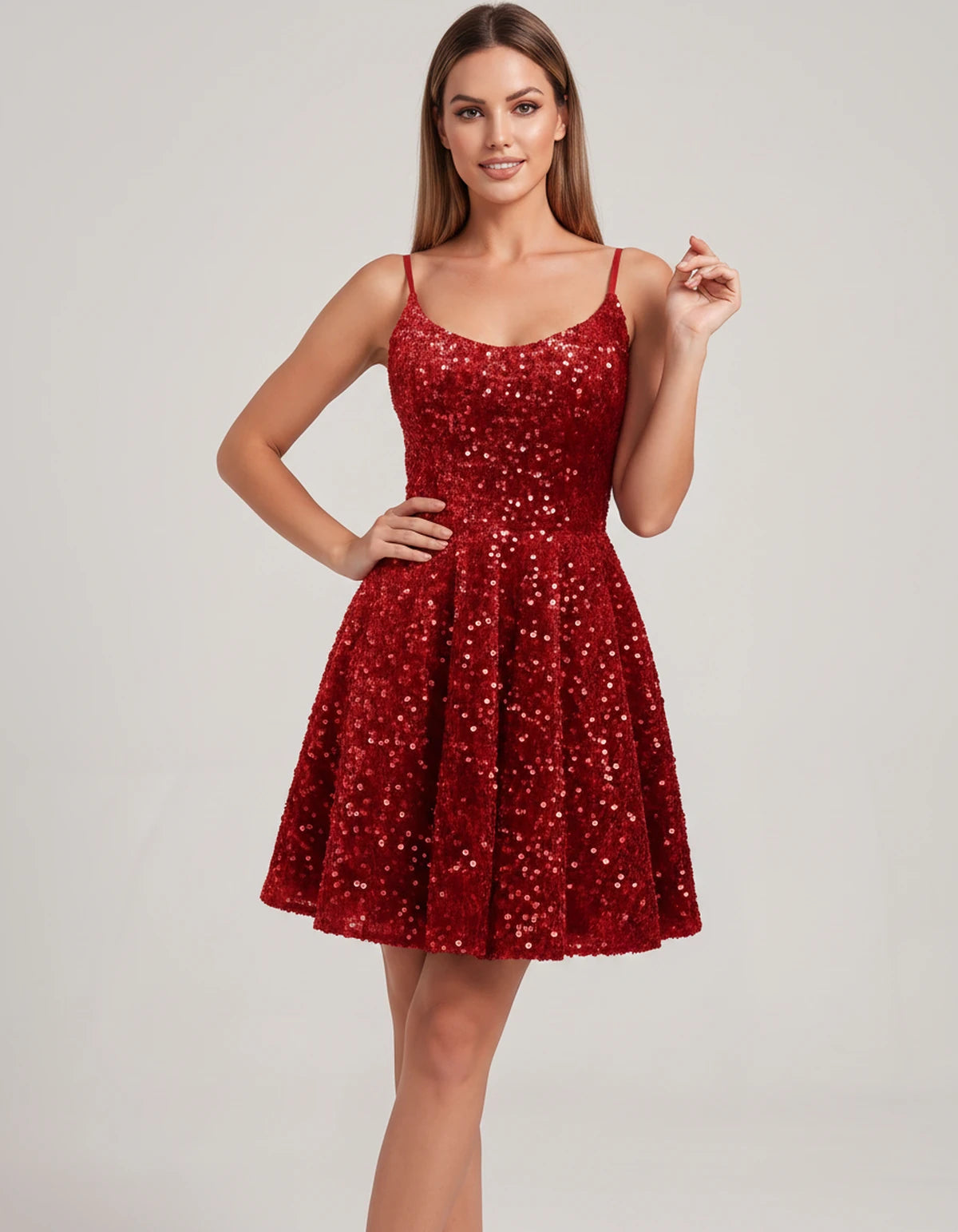 Cosima Midi Dresses — Red | SKU: SD-52919-red-2,SD-52919-red-4,SD-52919-red-6,SD-52919-red-8,SD-52919-red-10,SD-52919-red-12,SD-52919-red-14,SD-52919-red-16,SD-52919-red-16W,SD-52919-red-18W,SD-52919-red-20W,SD-52919-red-22W