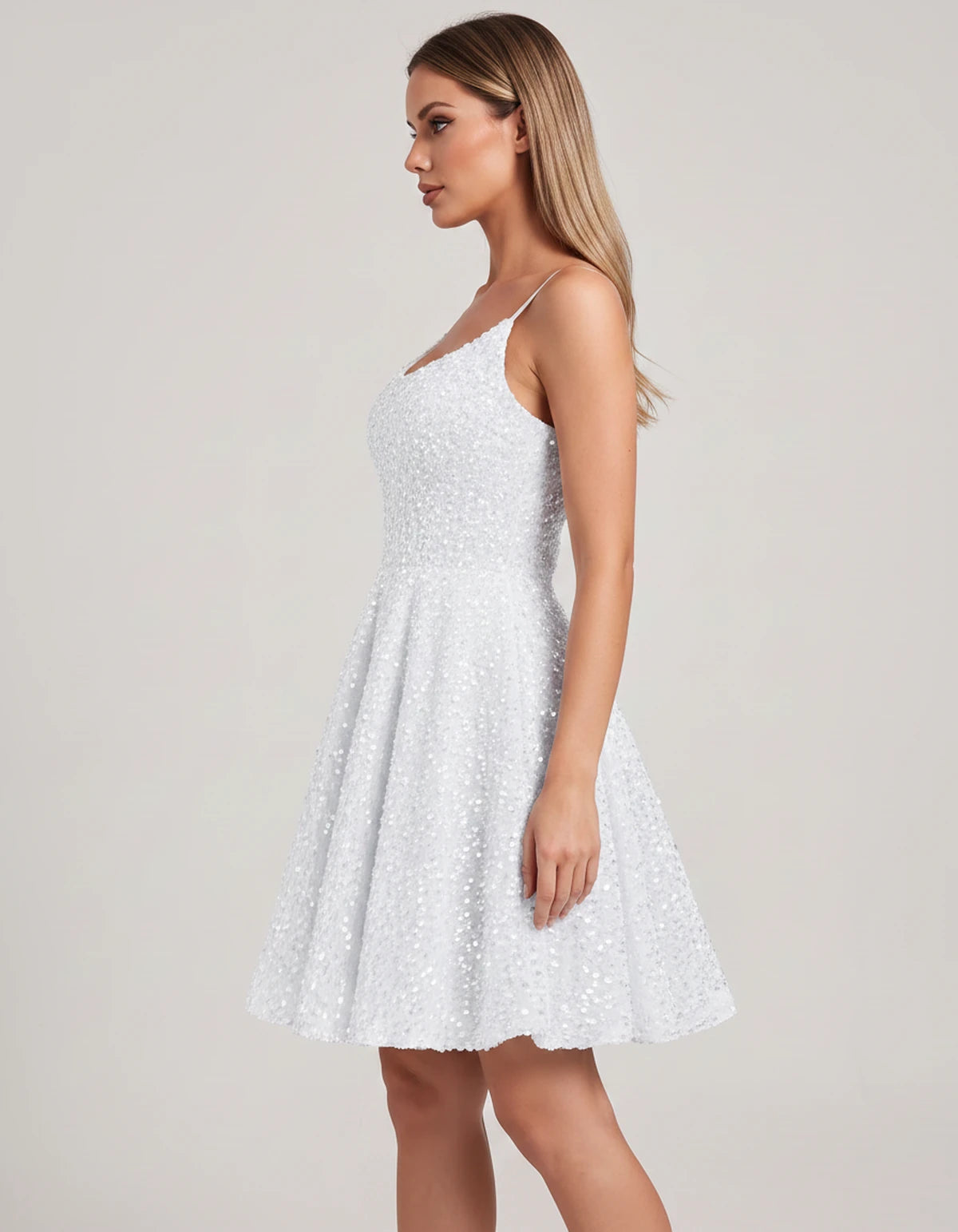 Cosima Midi Dresses — White | SKU: SD-52919-white-2,SD-52919-white-4,SD-52919-white-6,SD-52919-white-8,SD-52919-white-10,SD-52919-white-12,SD-52919-white-14,SD-52919-white-16,SD-52919-white-16W,SD-52919-white-18W,SD-52919-white-20W,SD-52919-white-22W