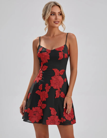 Coventry Mini Dresses — Black Red | SKU: RB-f4fc0f-blackred-2,RB-f4fc0f-blackred-4,RB-f4fc0f-blackred-6,RB-f4fc0f-blackred-8,RB-f4fc0f-blackred-10,RB-f4fc0f-blackred-12,RB-f4fc0f-blackred-14,RB-f4fc0f-blackred-16,RB-f4fc0f-blackred-16W,RB-f4fc0f-blackred-18W,RB-f4fc0f-blackred-20W,RB-f4fc0f-blackred-22W
