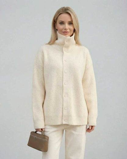 Cream Cotton Sweater, front view | Ramblion | SKU: SS-56128-cream-L-2750,SS-56128-cream-M-9357,SS-56128-cream-S-8498,SS-56128-cream-XL-5203,SS-56128-cream-XS-1969