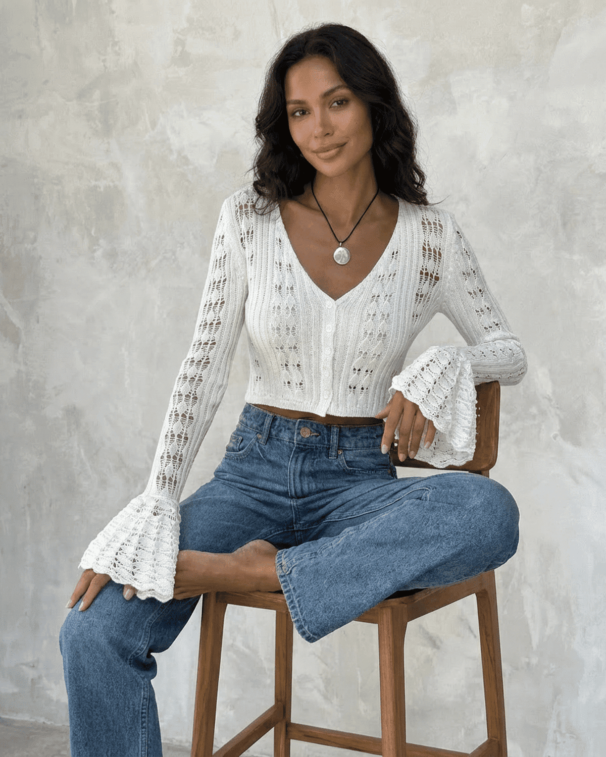 White Cotton Cardigan, front view | Ramblion | SKU: LC-58239-WHT-L-7166,LC-58239-WHT-M-4323,LC-58239-WHT-S-7071,LC-58239-WHT-XL-240,LC-58239-WHT-XS-4874
