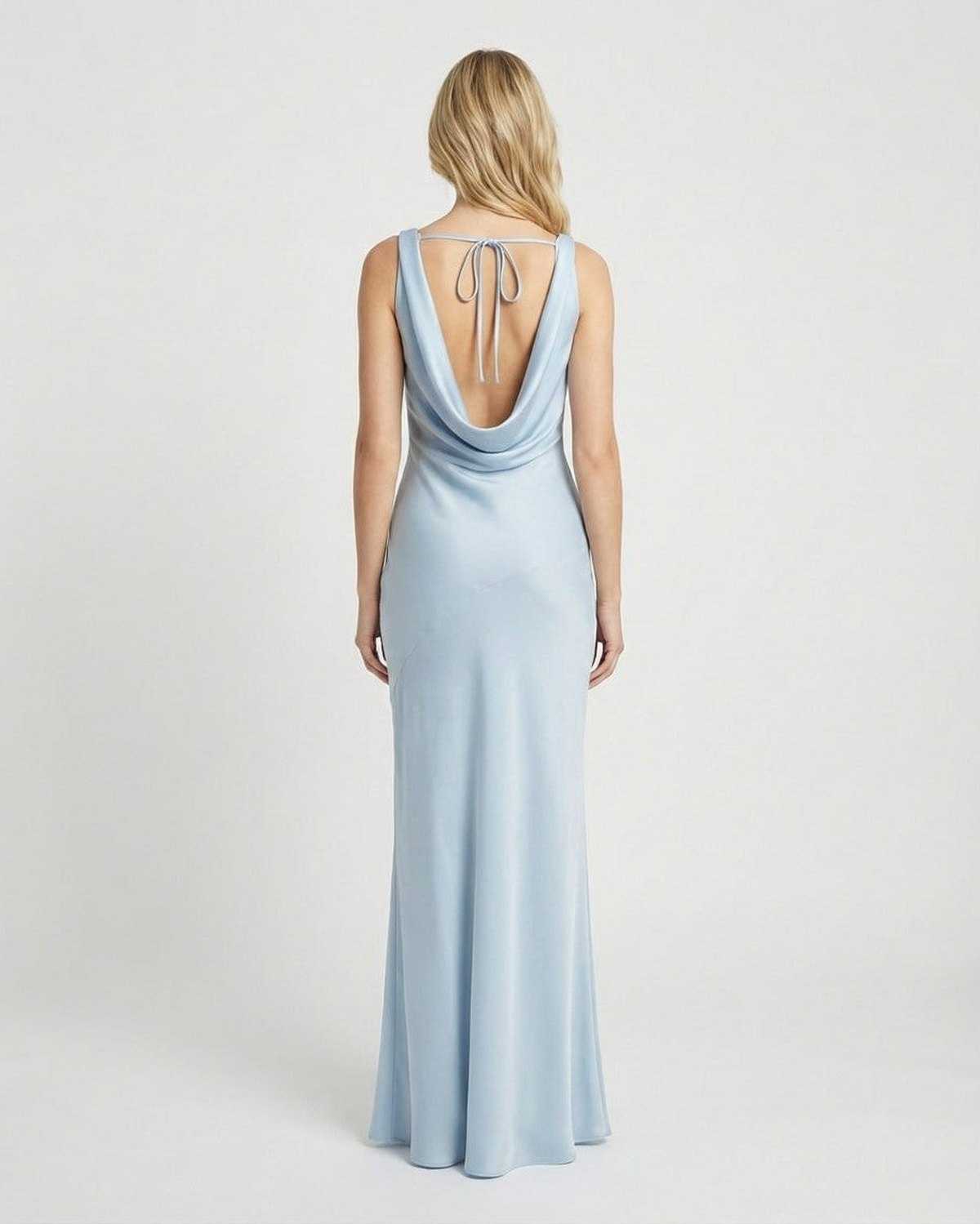 Blue Satin Bodycon Halter Sleeveless Maxi Dress | Prom & Wedding Season, back view | Ramblion | SKU: CMD-68194-blue-L-3046,CMD-68194-blue-M-9224,CMD-68194-blue-S-6977,CMD-68194-blue-XL-7591,CMD-68194-blue-XS-9956