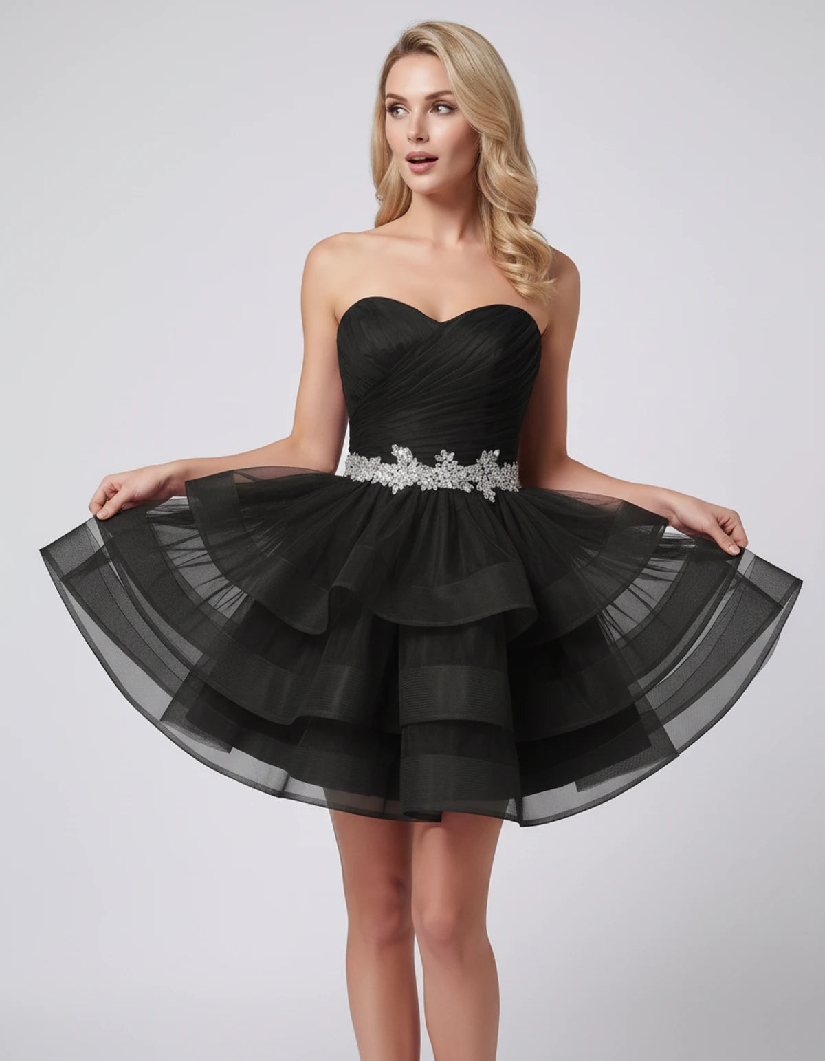 Cypressa Mini Dress — Black | SKU: RB-2da162-black-2,RB-2da162-black-4,RB-2da162-black-6,RB-2da162-black-8,RB-2da162-black-10,RB-2da162-black-12,RB-2da162-black-14,RB-2da162-black-14W,RB-2da162-black-16,RB-2da162-black-16W,RB-2da162-black-18W,RB-2da162-black-20W
