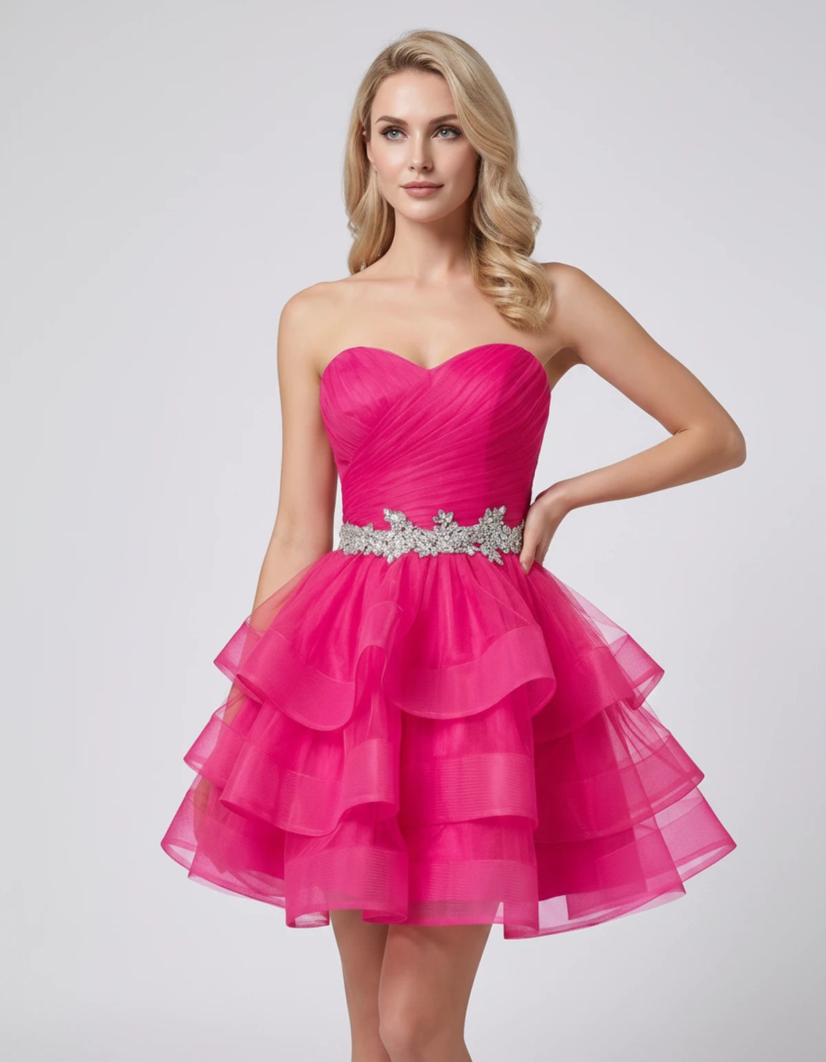 Cypressa Mini Dress — Hot Pink | SKU: RB-2da162-hotpink-2,RB-2da162-hotpink-4,RB-2da162-hotpink-6,RB-2da162-hotpink-8,RB-2da162-hotpink-10,RB-2da162-hotpink-12,RB-2da162-hotpink-14,RB-2da162-hotpink-14W,RB-2da162-hotpink-16,RB-2da162-hotpink-16W,RB-2da162-hotpink-18W,RB-2da162-hotpink-20W