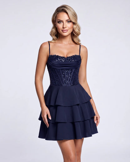 Dahlia Mini Dresses — Navy
