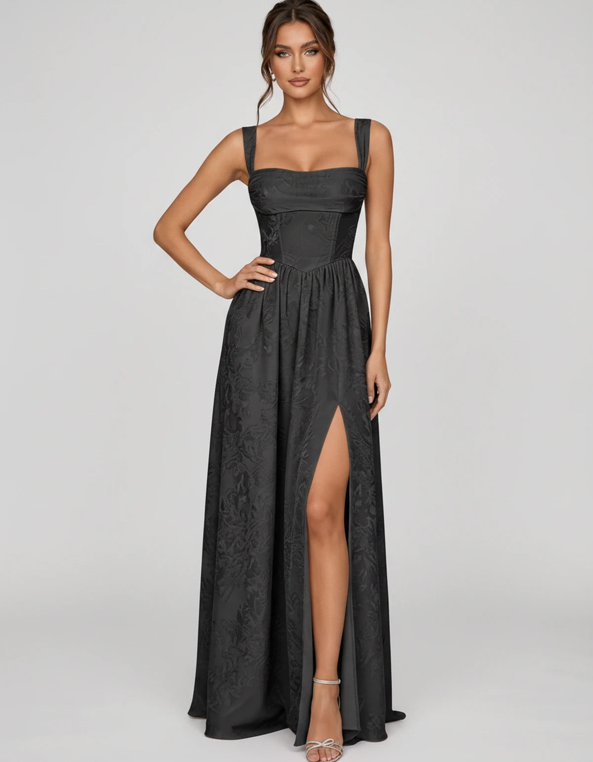 Damaris Maxi Dresses — Black | SKU: RB-80870f-black-2,RB-80870f-black-4,RB-80870f-black-6,RB-80870f-black-8,RB-80870f-black-10,RB-80870f-black-12,RB-80870f-black-14,RB-80870f-black-16,RB-80870f-black-16W,RB-80870f-black-18W,RB-80870f-black-20W,RB-80870f-black-22W