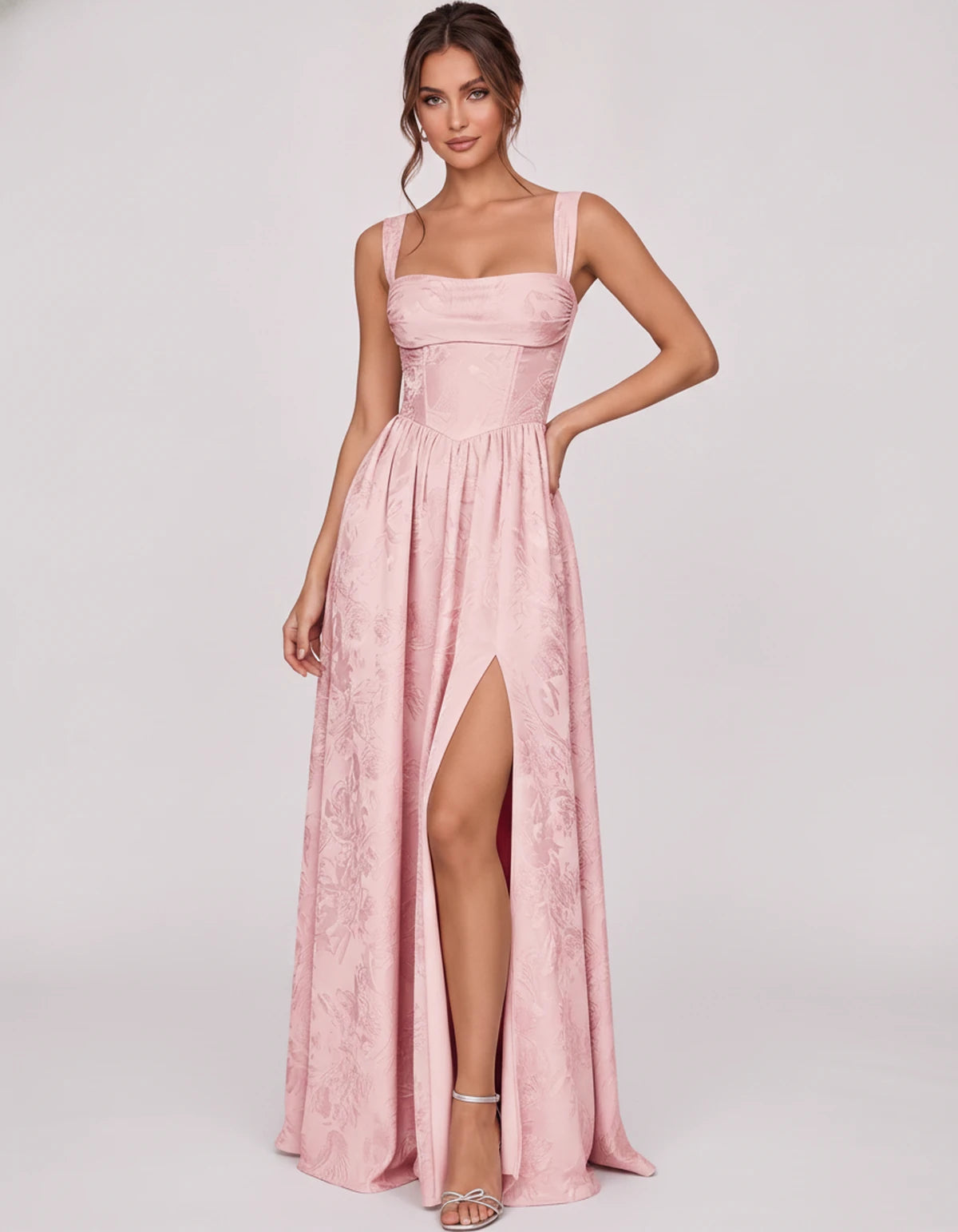 Damaris Maxi Dresses — Pink | SKU: RB-80870f-pink-2,RB-80870f-pink-4,RB-80870f-pink-6,RB-80870f-pink-8,RB-80870f-pink-10,RB-80870f-pink-12,RB-80870f-pink-14,RB-80870f-pink-16,RB-80870f-pink-16W,RB-80870f-pink-18W,RB-80870f-pink-20W,RB-80870f-pink-22W