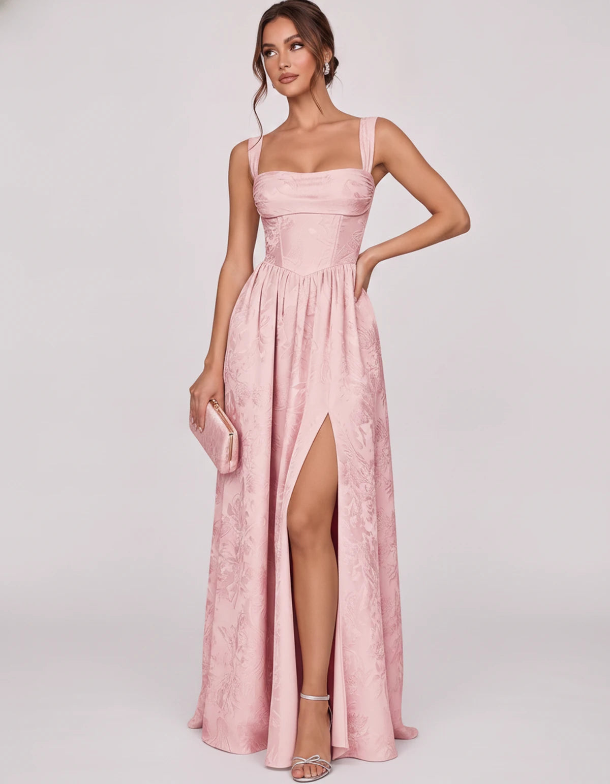 Damaris Maxi Dresses — Pink | SKU: RB-80870f-pink-2,RB-80870f-pink-4,RB-80870f-pink-6,RB-80870f-pink-8,RB-80870f-pink-10,RB-80870f-pink-12,RB-80870f-pink-14,RB-80870f-pink-16,RB-80870f-pink-16W,RB-80870f-pink-18W,RB-80870f-pink-20W,RB-80870f-pink-22W