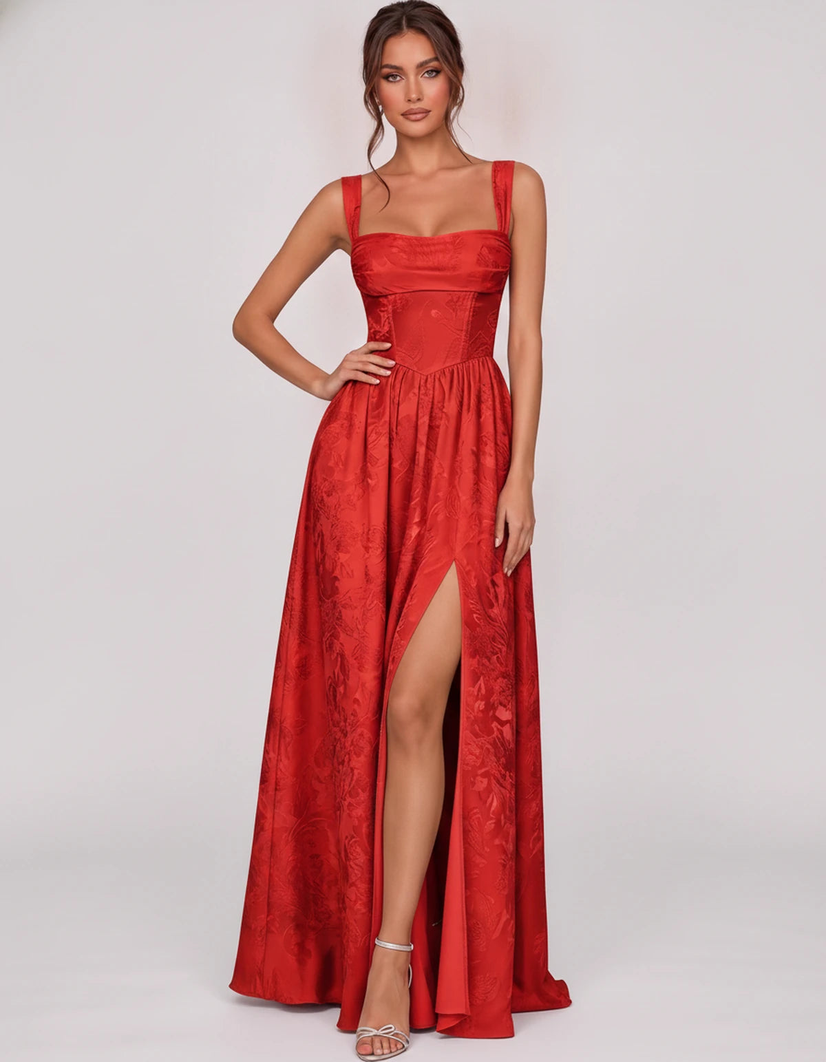 Damaris Maxi Dresses — Red | SKU: RB-80870f-red-2,RB-80870f-red-4,RB-80870f-red-6,RB-80870f-red-8,RB-80870f-red-10,RB-80870f-red-12,RB-80870f-red-14,RB-80870f-red-16,RB-80870f-red-16W,RB-80870f-red-18W,RB-80870f-red-20W,RB-80870f-red-22W