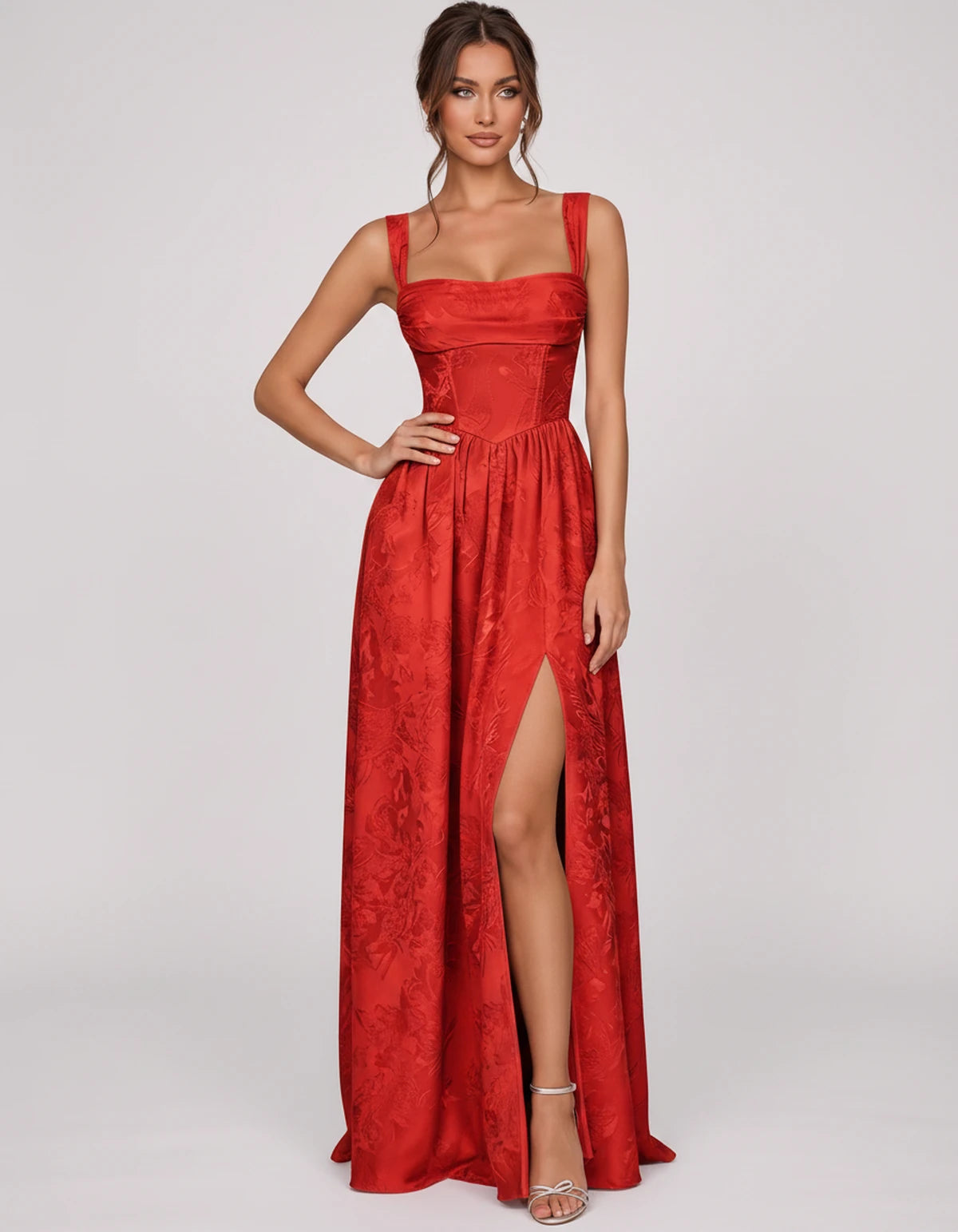 Damaris Maxi Dresses — Red | SKU: RB-80870f-red-2,RB-80870f-red-4,RB-80870f-red-6,RB-80870f-red-8,RB-80870f-red-10,RB-80870f-red-12,RB-80870f-red-14,RB-80870f-red-16,RB-80870f-red-16W,RB-80870f-red-18W,RB-80870f-red-20W,RB-80870f-red-22W