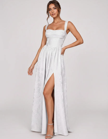 Damaris Maxi Dresses — White | SKU: RB-80870f-white-2,RB-80870f-white-4,RB-80870f-white-6,RB-80870f-white-8,RB-80870f-white-10,RB-80870f-white-12,RB-80870f-white-14,RB-80870f-white-16,RB-80870f-white-16W,RB-80870f-white-18W,RB-80870f-white-20W,RB-80870f-white-22W