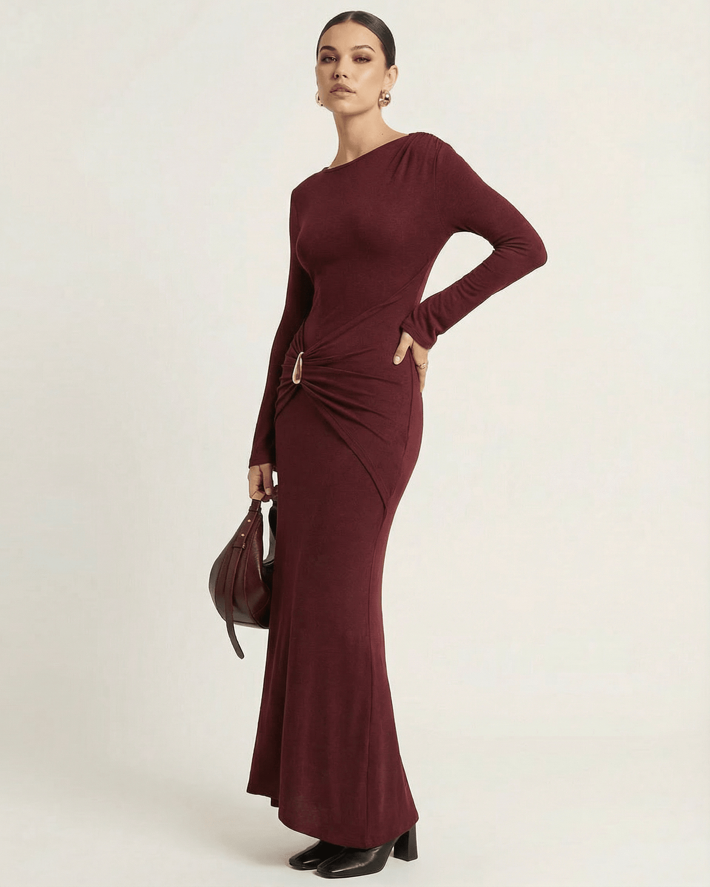 Burgundy Cotton Mermaid Round Neck Sleeveless Maxi Dress | Prom & Party Nights, side view | Ramblion | SKU: BMD-48291-burgundy-L-8037,BMD-48291-burgundy-M-8826,BMD-48291-burgundy-S-2626,BMD-48291-burgundy-XL-6531,BMD-48291-burgundy-XS-9900