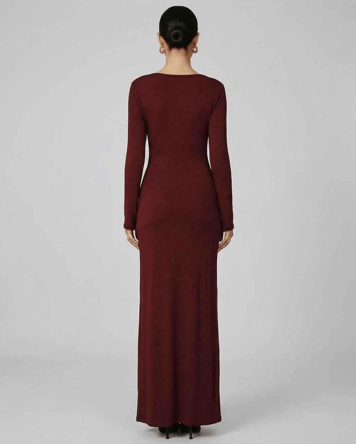 Burgundy Cotton Mermaid Round Neck Sleeveless Maxi Dress | Prom & Party Nights, back view | Ramblion | SKU: BMD-48291-burgundy-L-8037,BMD-48291-burgundy-M-8826,BMD-48291-burgundy-S-2626,BMD-48291-burgundy-XL-6531,BMD-48291-burgundy-XS-9900