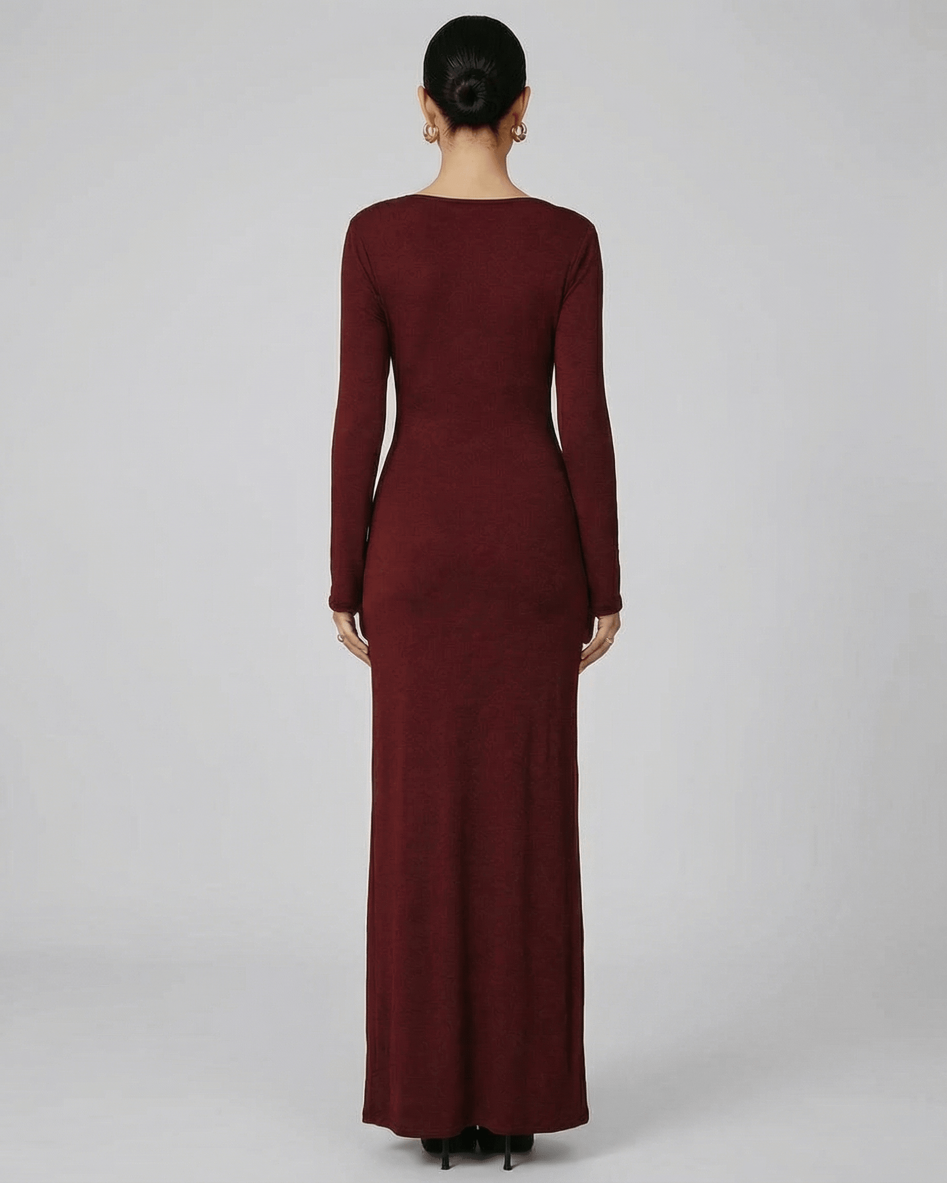 Burgundy Cotton Mermaid Round Neck Sleeveless Maxi Dress | Prom & Party Nights, back view | Ramblion | SKU: BMD-48291-burgundy-L-8037,BMD-48291-burgundy-M-8826,BMD-48291-burgundy-S-2626,BMD-48291-burgundy-XL-6531,BMD-48291-burgundy-XS-9900