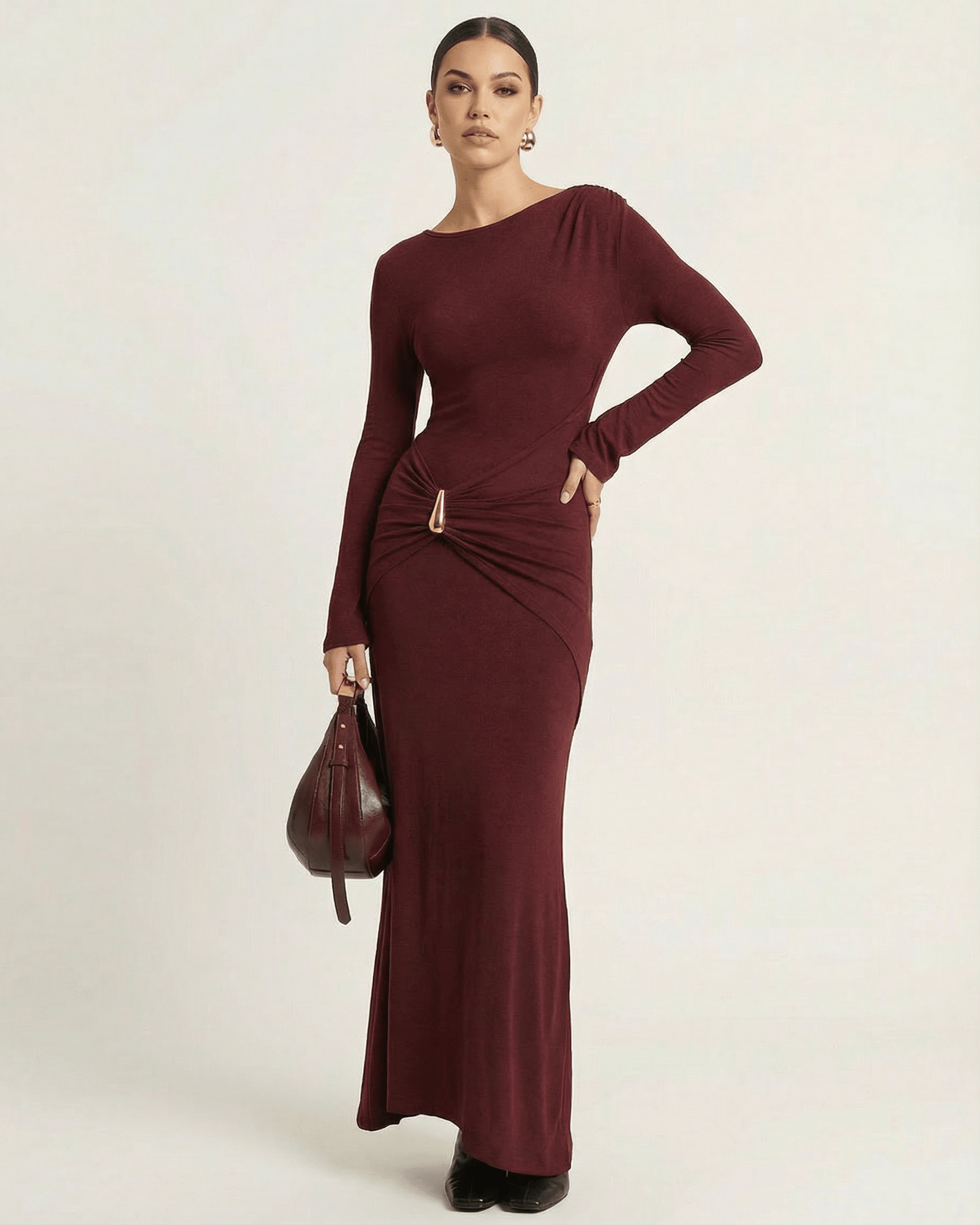 Burgundy Cotton Mermaid Round Neck Sleeveless Maxi Dress | Prom & Party Nights, front view | Ramblion | SKU: BMD-48291-burgundy-L-8037,BMD-48291-burgundy-M-8826,BMD-48291-burgundy-S-2626,BMD-48291-burgundy-XL-6531,BMD-48291-burgundy-XS-9900