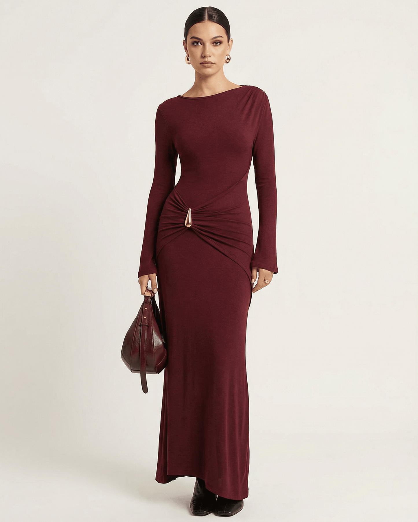 Burgundy Cotton Mermaid Round Neck Sleeveless Maxi Dress | Prom & Party Nights, front view | Ramblion | SKU: BMD-48291-burgundy-L-8037,BMD-48291-burgundy-M-8826,BMD-48291-burgundy-S-2626,BMD-48291-burgundy-XL-6531,BMD-48291-burgundy-XS-9900