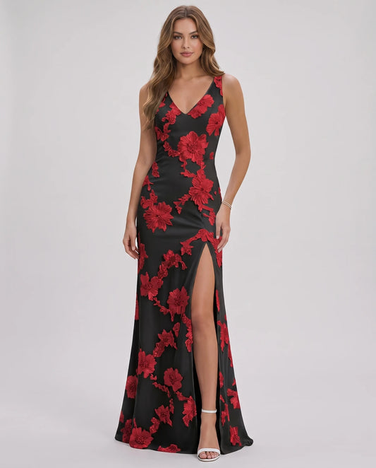 Doriane Maxi Dresses — Black Red