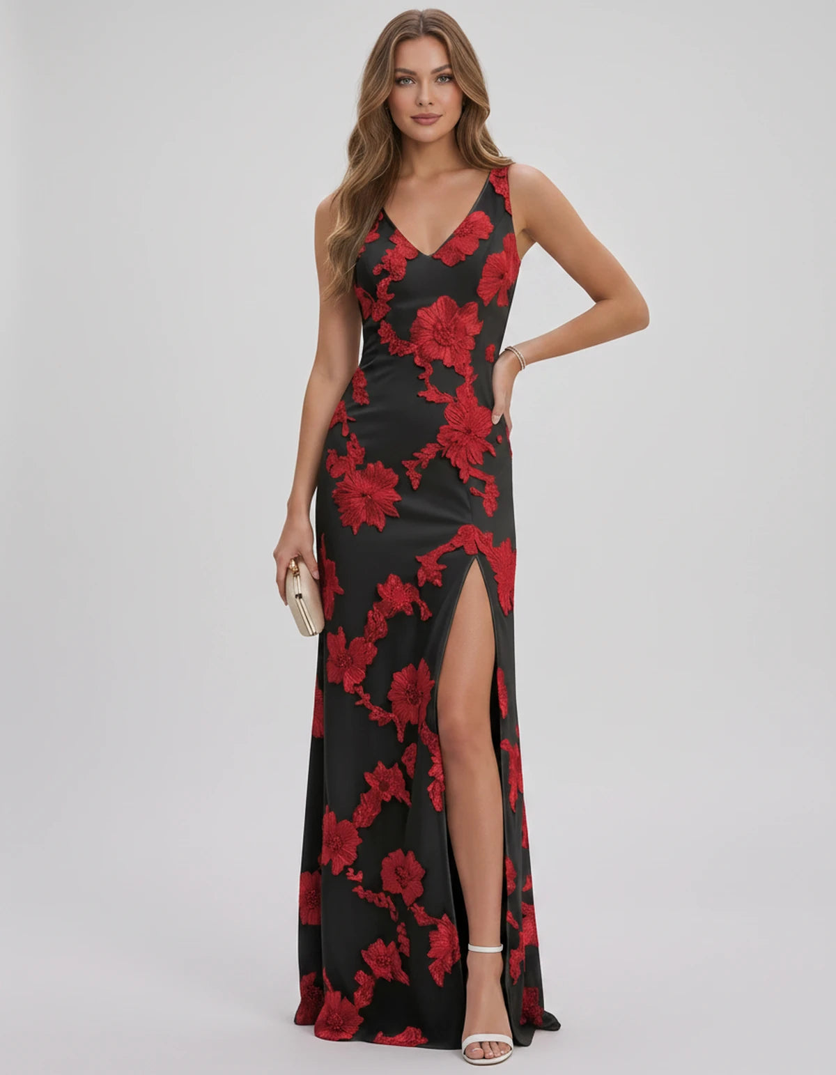 Doriane Maxi Dresses — Black Red | SKU: RB-727b5c-blackred-2,RB-727b5c-blackred-4,RB-727b5c-blackred-6,RB-727b5c-blackred-8,RB-727b5c-blackred-10,RB-727b5c-blackred-12,RB-727b5c-blackred-14,RB-727b5c-blackred-16,RB-727b5c-blackred-16W,RB-727b5c-blackred-18W,RB-727b5c-blackred-20W,RB-727b5c-blackred-22W