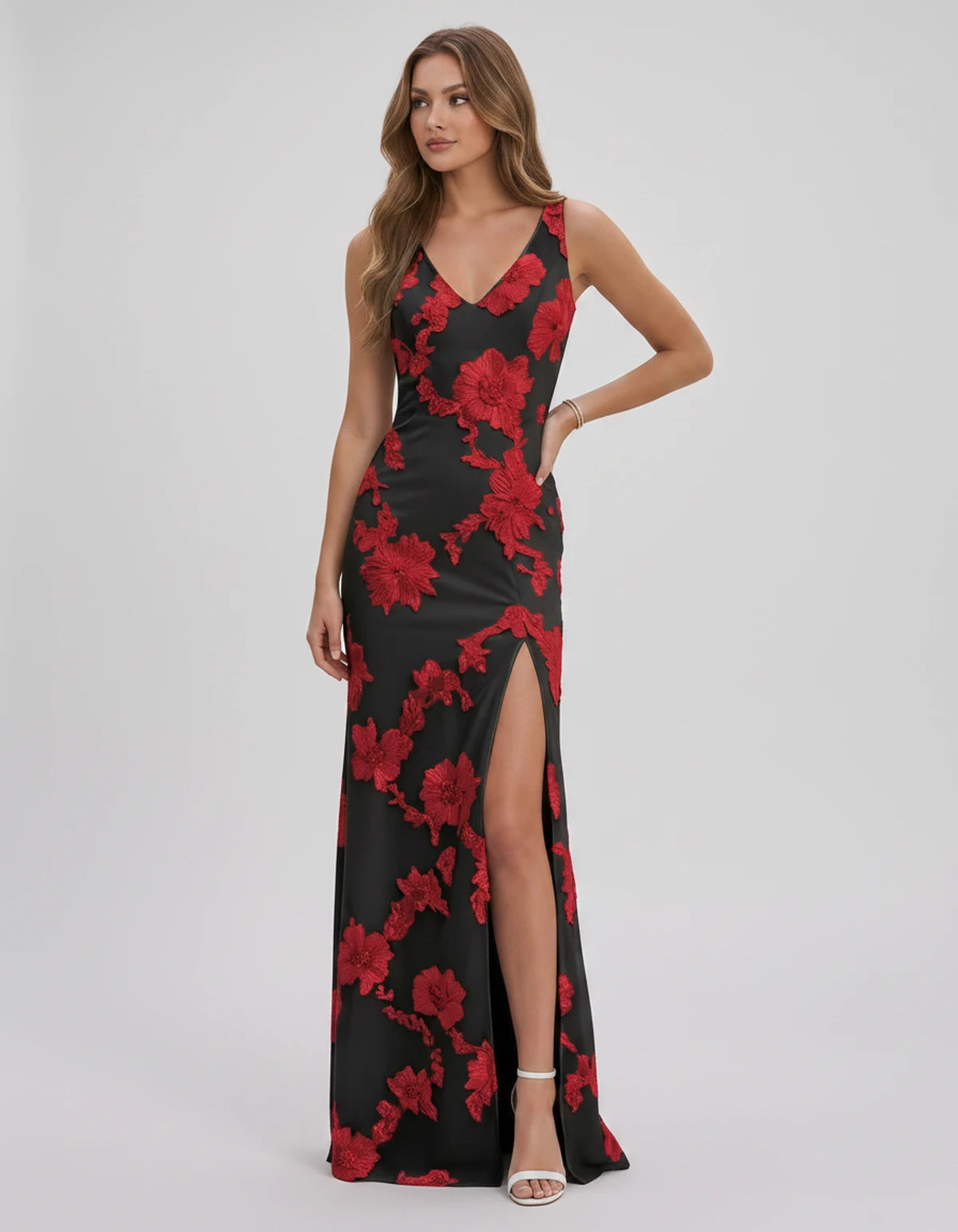 Doriane Maxi Dresses — Black Red | SKU: RB-727b5c-blackred-2,RB-727b5c-blackred-4,RB-727b5c-blackred-6,RB-727b5c-blackred-8,RB-727b5c-blackred-10,RB-727b5c-blackred-12,RB-727b5c-blackred-14,RB-727b5c-blackred-16,RB-727b5c-blackred-16W,RB-727b5c-blackred-18W,RB-727b5c-blackred-20W,RB-727b5c-blackred-22W