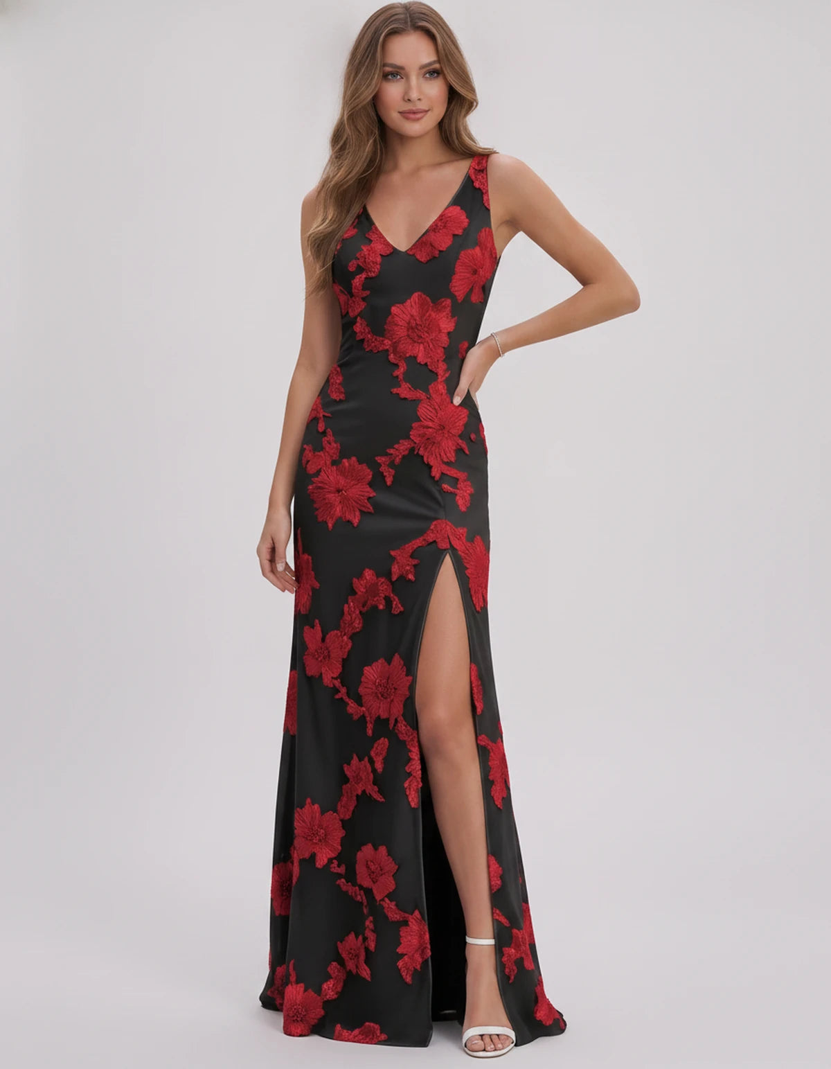 Doriane Maxi Dresses — Black Red | SKU: RB-727b5c-blackred-2,RB-727b5c-blackred-4,RB-727b5c-blackred-6,RB-727b5c-blackred-8,RB-727b5c-blackred-10,RB-727b5c-blackred-12,RB-727b5c-blackred-14,RB-727b5c-blackred-16,RB-727b5c-blackred-16W,RB-727b5c-blackred-18W,RB-727b5c-blackred-20W,RB-727b5c-blackred-22W