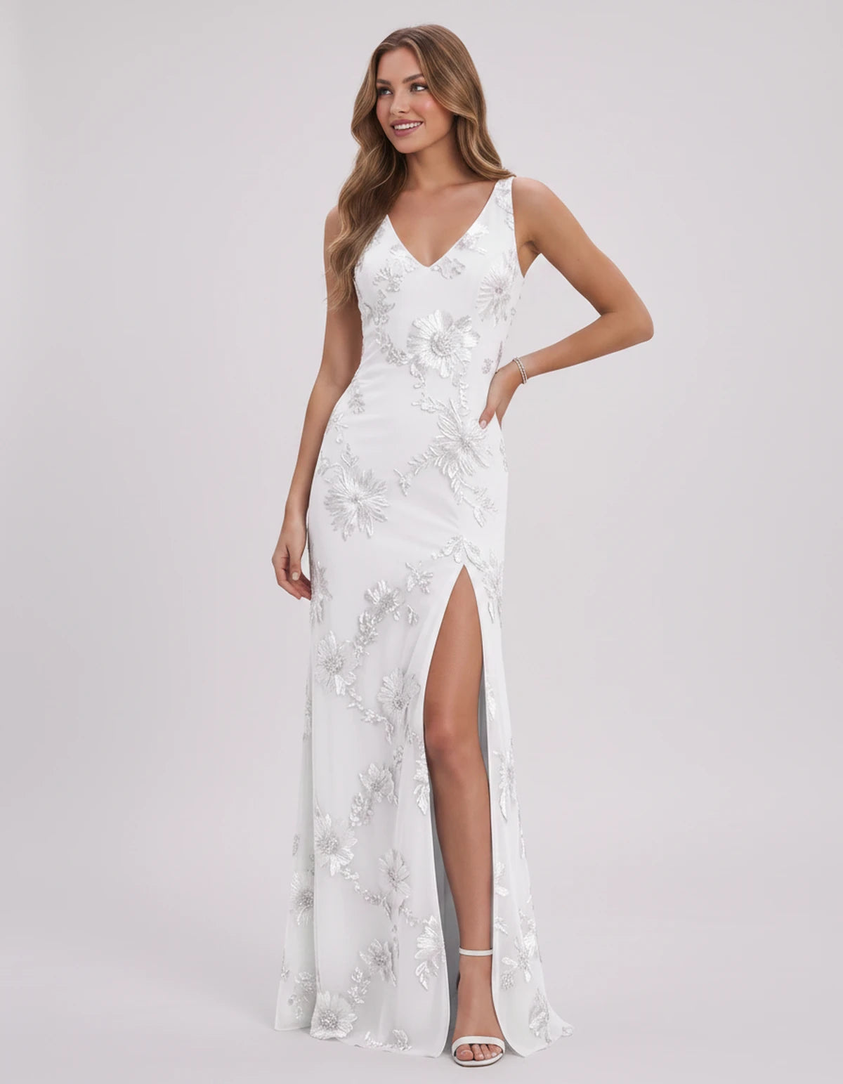 Doriane Maxi Dresses — White | SKU: RB-727b5c-white-2,RB-727b5c-white-4,RB-727b5c-white-6,RB-727b5c-white-8,RB-727b5c-white-10,RB-727b5c-white-12,RB-727b5c-white-14,RB-727b5c-white-16,RB-727b5c-white-16W,RB-727b5c-white-18W,RB-727b5c-white-20W,RB-727b5c-white-22W