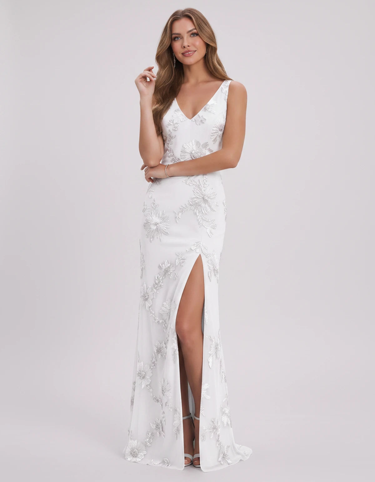 Doriane Maxi Dresses — White | SKU: RB-727b5c-white-2,RB-727b5c-white-4,RB-727b5c-white-6,RB-727b5c-white-8,RB-727b5c-white-10,RB-727b5c-white-12,RB-727b5c-white-14,RB-727b5c-white-16,RB-727b5c-white-16W,RB-727b5c-white-18W,RB-727b5c-white-20W,RB-727b5c-white-22W