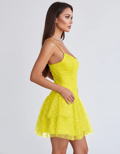 Duchessa Mini Dresses — Yellow | SKU: RB-0e4d00-yellow-2,RB-0e4d00-yellow-4,RB-0e4d00-yellow-6,RB-0e4d00-yellow-8,RB-0e4d00-yellow-10,RB-0e4d00-yellow-12,RB-0e4d00-yellow-14,RB-0e4d00-yellow-16,RB-0e4d00-yellow-16W,RB-0e4d00-yellow-18,RB-0e4d00-yellow-18W,RB-0e4d00-yellow-20W