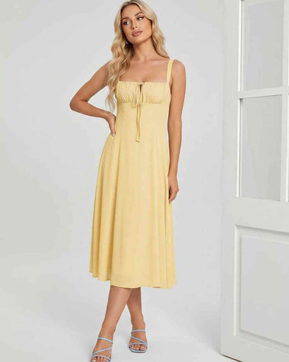 Ramblion Eda midi dress — square neck neckline · styled view 10 · styled for cocktail season