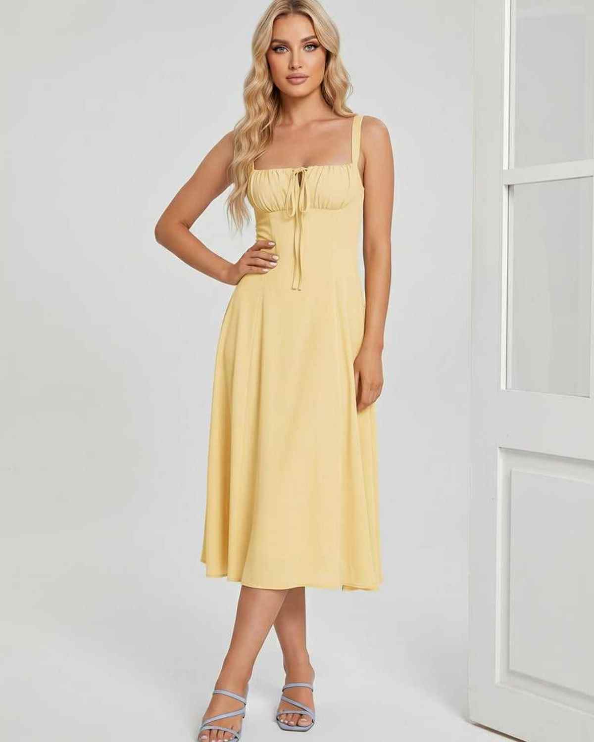 Ramblion Eda midi dress — square neck neckline · styled view 11 · styled for cocktail season