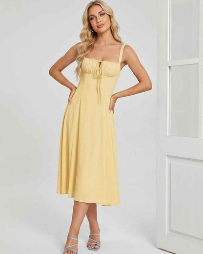 Ramblion Eda midi dress — square neck neckline · styled view 12 · styled for cocktail season