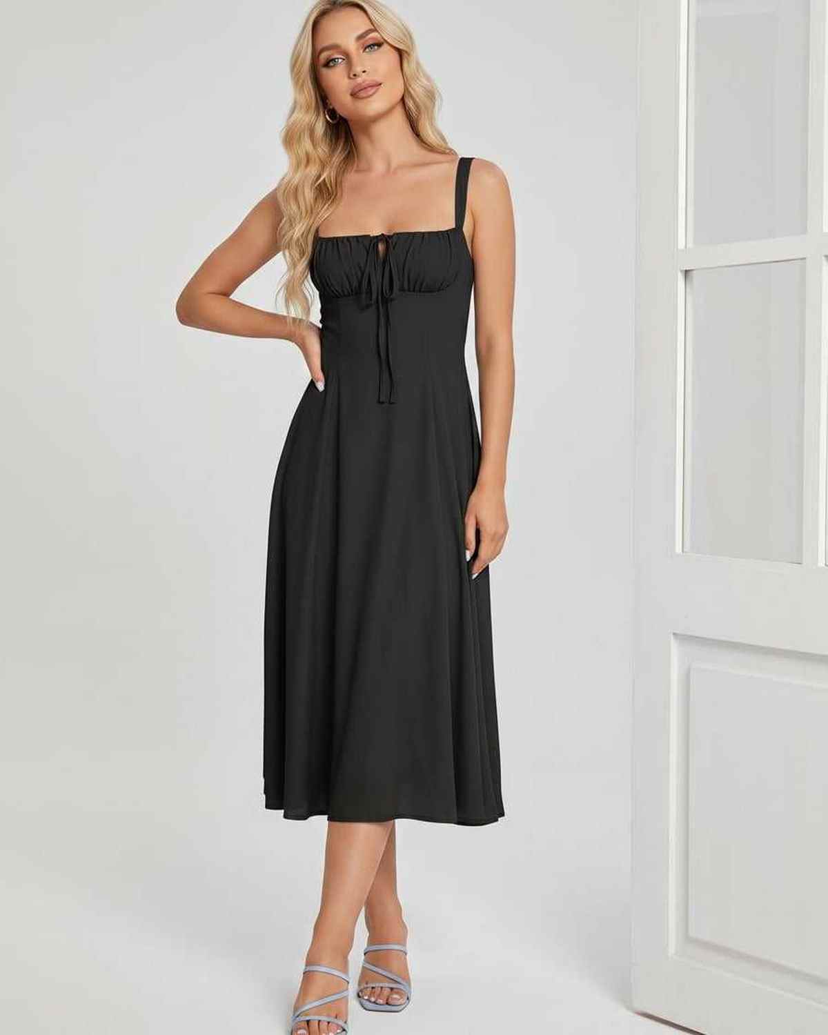 Ramblion Eda midi dress — square neck neckline · styled view 16 · styled for cocktail season