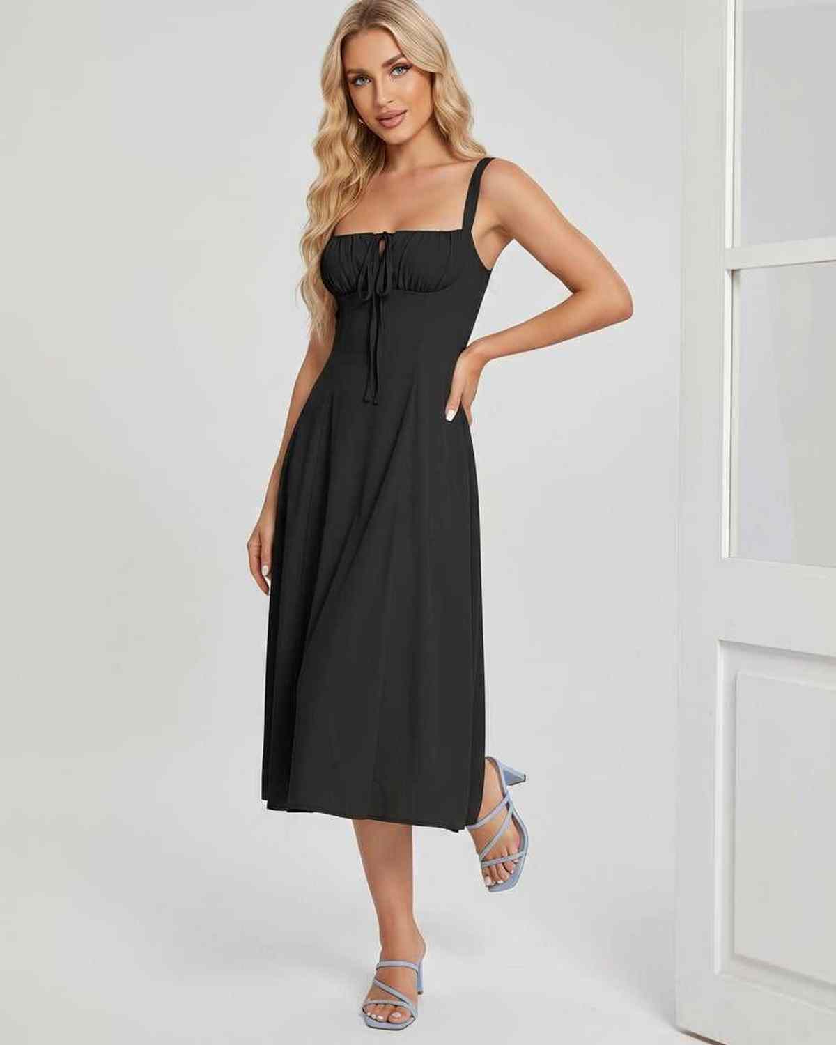 Ramblion Eda midi dress — square neck neckline · styled view 19 · styled for cocktail season